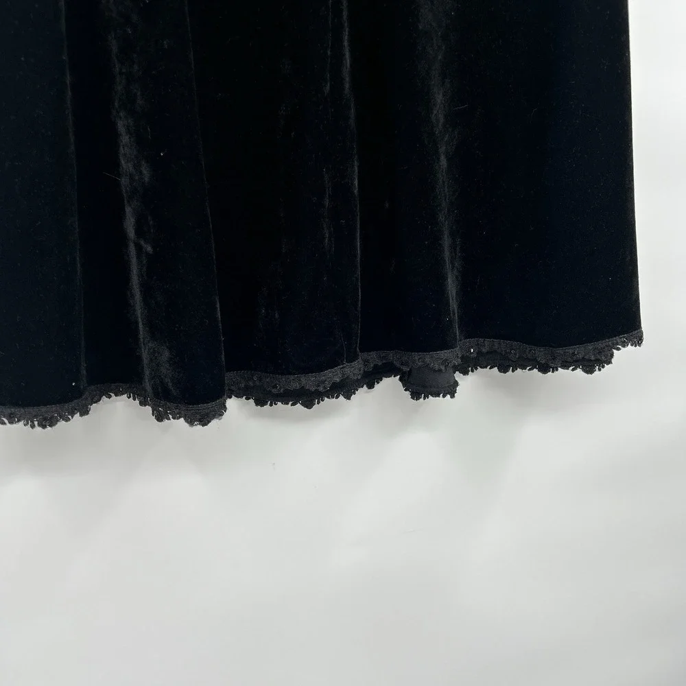 Vintage 90s Womens Black Velvet Skirt Size S Whimsigoth Witchy Vamp Romantic